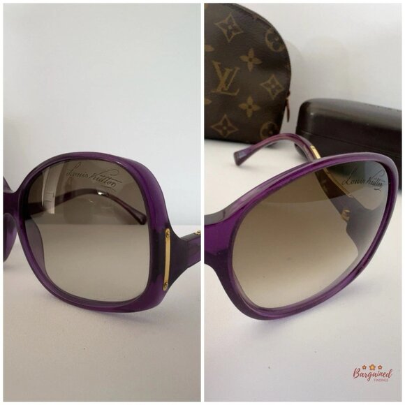 Authentic LOUIS VUITTON Purple Glitter Oversized Sunglasses Z0533W main image 10